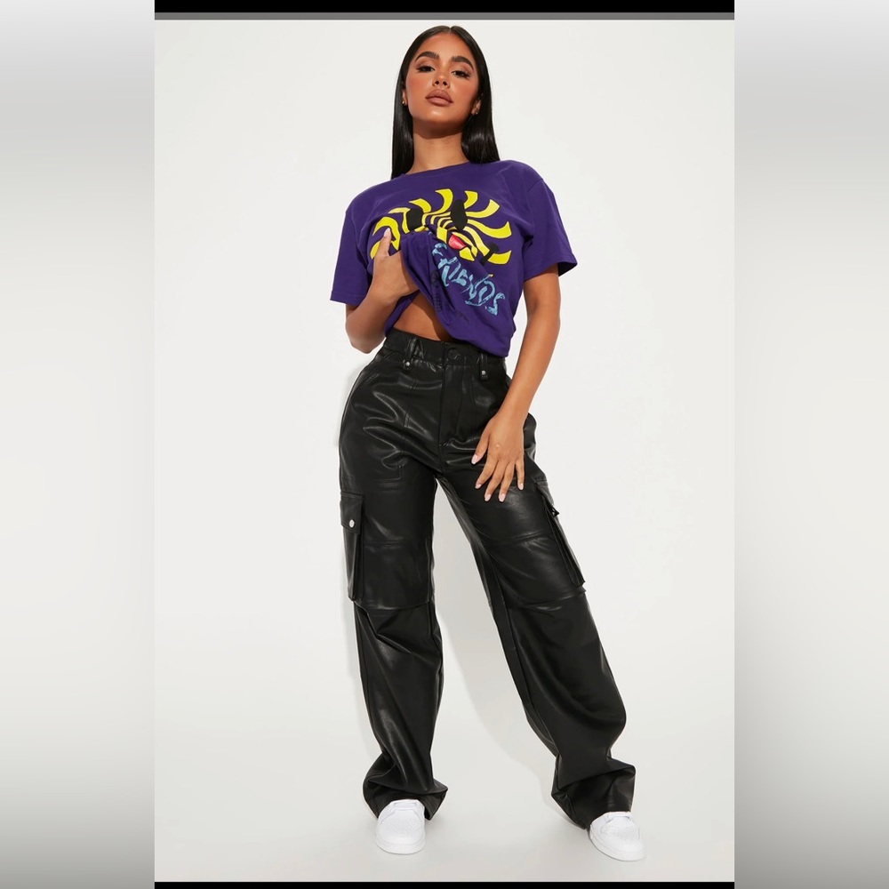 Brand New Fashion Nova Take a Chance Faux Leather Cargo Pants